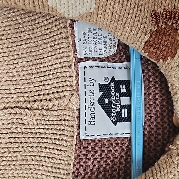 Storybook Knits Vtg 90's Dog Cardigan Sweater with Pupoy Bone Buttons Sz L EUC - Picture 5 of 11